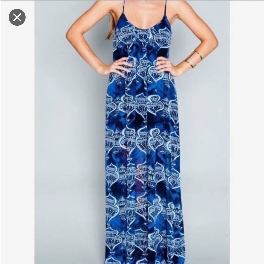 SHOW ME YOUR MUMU blue trapeze maxi dress